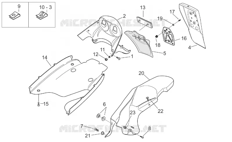 Carrosserie posterieure III Aprilia APRILIA-SCOOTER 50 SR 2004  SR H2O (Ditech E2)