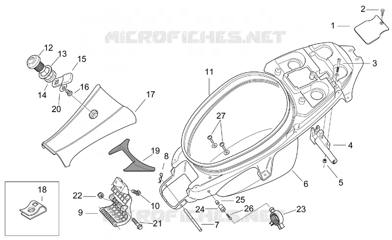 Carrosserie posterieure II Aprilia APRILIA-SCOOTER 50 SR 2011  SR H2O (IE+Carb.)