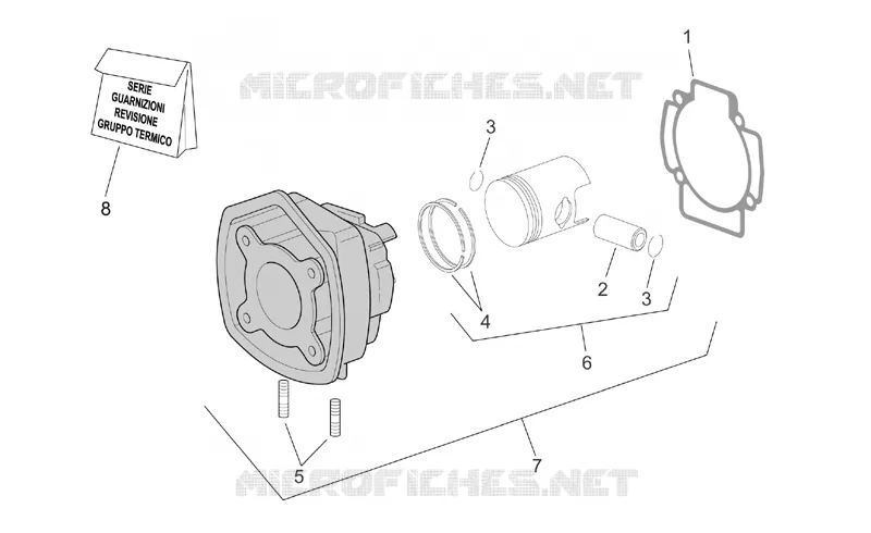 Cylindre av.piston Aprilia APRILIA-SCOOTER 50 SR 2003  SR H2O (IE+Carb.)