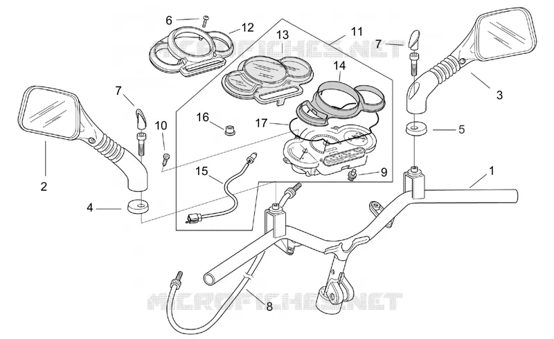 Guidon-tableau de bord Aprilia APRILIA-SCOOTER 50 SR 2006  SR H2O (IE+Carb.)