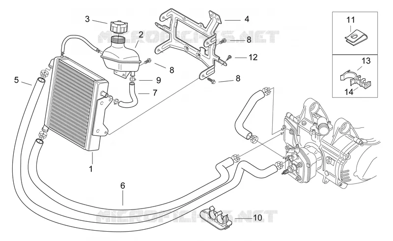 Installation refroidissement Aprilia APRILIA-SCOOTER 50 SR 2000  SR H2O