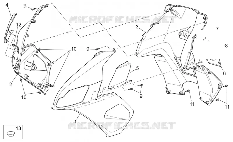 Carrosserie av. III Aprilia APRILIA-SCOOTER 50 SR 2007  SR H2O NEW (Di-Tech)