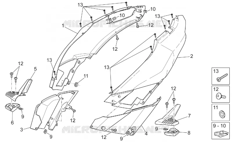 Carrosserie posterieure I Aprilia APRILIA-SCOOTER 50 SR 2005  SR H2O NEW (Di-Tech)