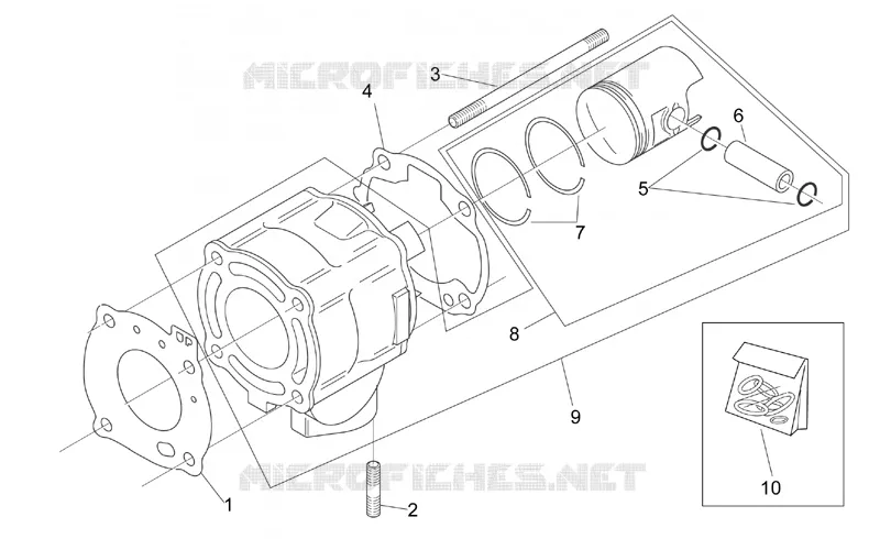 Cylindre av.piston Aprilia APRILIA-SCOOTER 50 SR 2004  SR H2O NEW (Di-Tech)