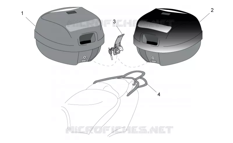 Acc. - Top cases, valises lat Aprilia APRILIA-SCOOTER 50 SR 2006  SR H2O NEW (IE+Carb.)