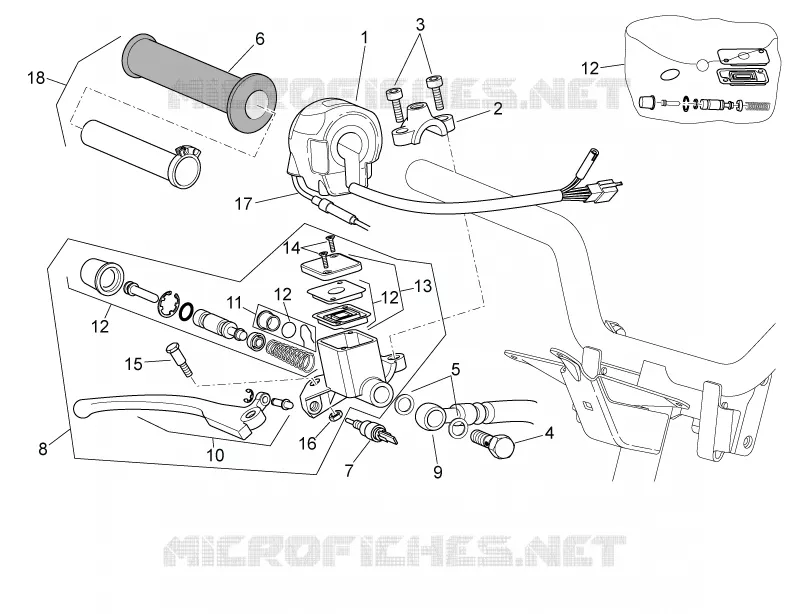Commandes dte Aprilia APRILIA-SCOOTER 50 SR 2008  SR H2O NEW (IE+Carb.)