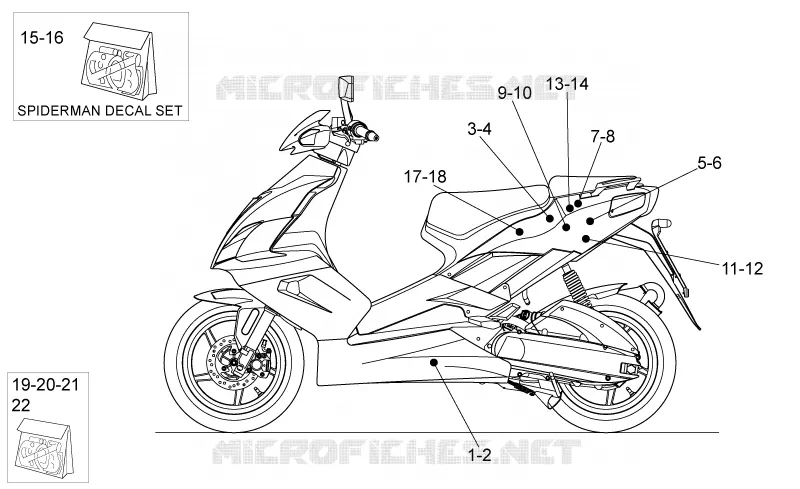 Decalco post. Aprilia APRILIA-SCOOTER 50 SR 2004  SR H2O NEW (IE+Carb.)