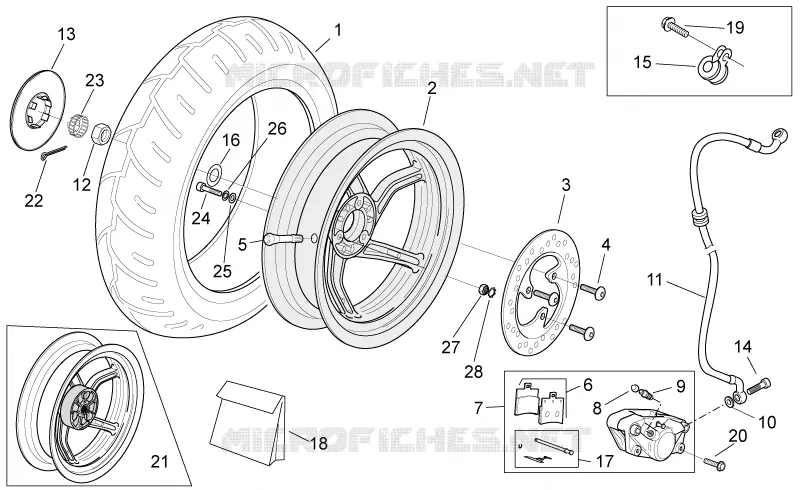 Roue Posterieure - F.D. Aprilia APRILIA-SCOOTER 50 SR 2008  SR H2O NEW (IE+Carb.)