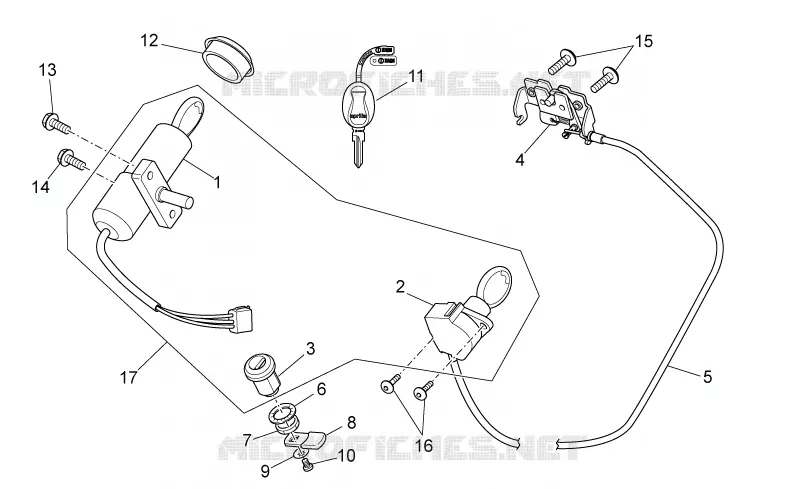 Kit serrure Aprilia APRILIA-SCOOTER 50 SR 2012  SR IE+Carb.