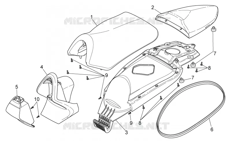 Selle - Poignée Aprilia APRILIA-SCOOTER 50 SR 2010  SR IE+Carb.