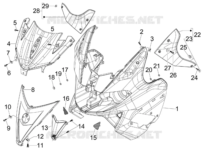 Tablier avant Aprilia APRILIA-SCOOTER 125 SR 2013  SR MAX