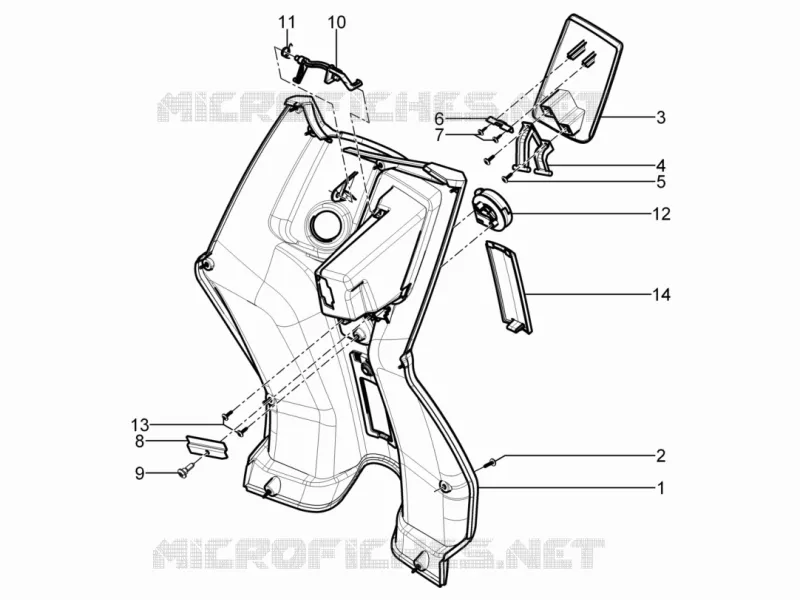 Coffre avant - Contre-tablier Aprilia APRILIA-SCOOTER 125 SR 2012  SR Motard 4T E3