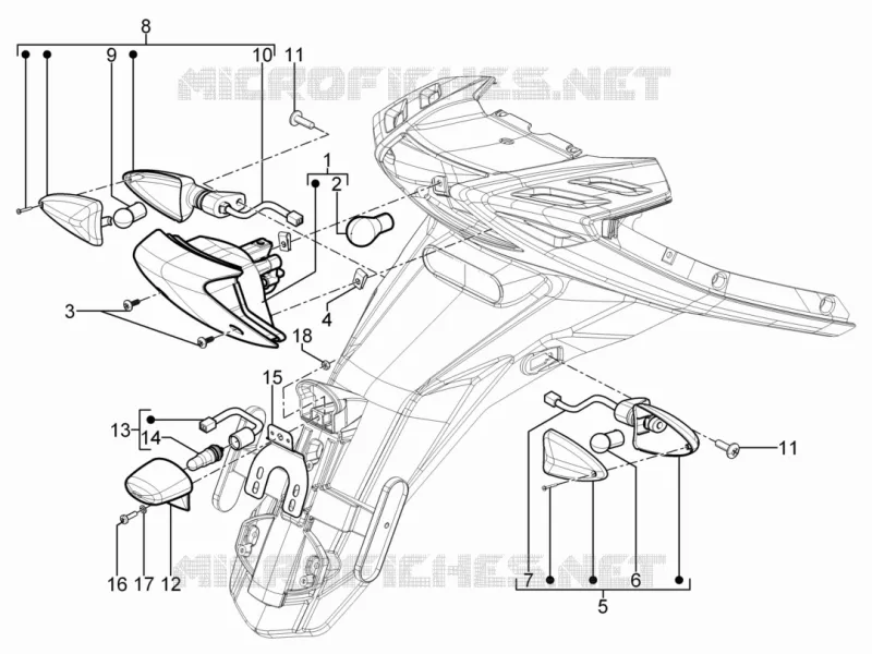 Eclairages arrière - Clignotants Aprilia APRILIA-SCOOTER 125 SR 2012  SR Motard 4T E3