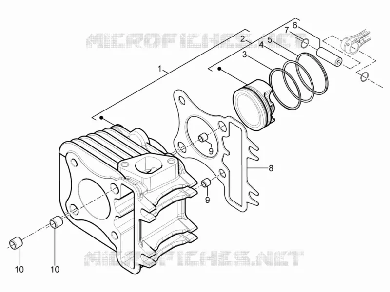 Groupe cylindre-piston-axe Aprilia APRILIA-SCOOTER 125 SR 2014  SR Motard 4T E3