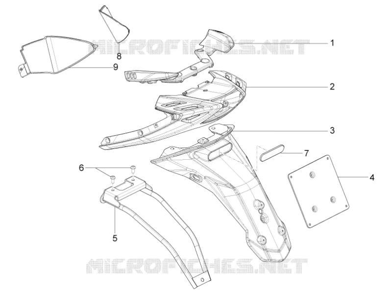 Couvercle arrière - Pare-boue Aprilia APRILIA-SCOOTER 50 SR 2013  SR Motard 2T E3