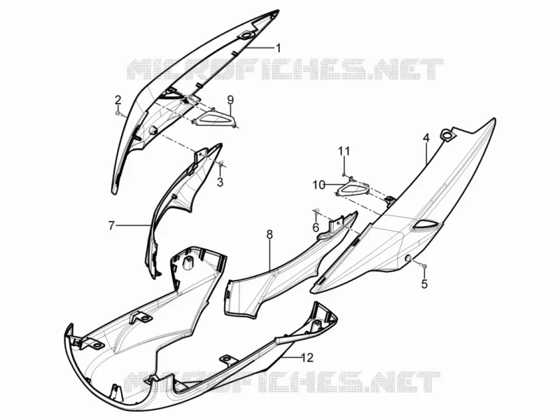 Couvertures laterales - Spoiler Aprilia APRILIA-SCOOTER 50 SR 2013  SR Motard 2T E3