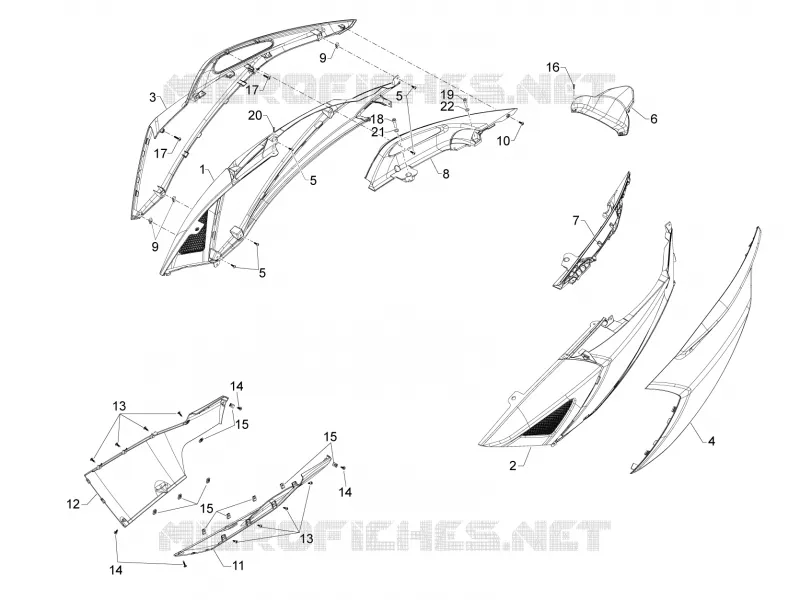Couvertures laterales - Spoiler Aprilia APRILIA-SCOOTER 850 SRV 2012  SRV 4T 8V E3