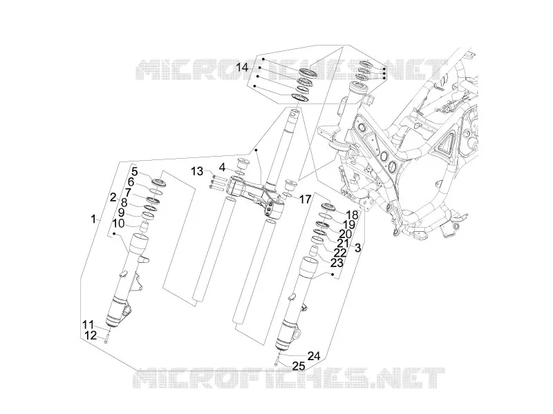 Fourche/tube direction - Ensemble butée dir. Aprilia APRILIA-SCOOTER 850 SRV 2013  SRV 4T 8V E3