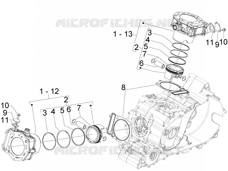 Groupe cylindre-piston-axe Aprilia APRILIA-SCOOTER 850 SRV 2013  SRV 4T 8V E3