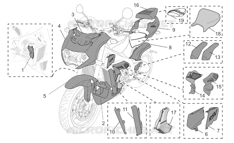 Acc. - Carrosserie spéciale Aprilia APRILIA-MOTORCYCLES 1000 TUONO 2004  RSV 1000 Tuono
