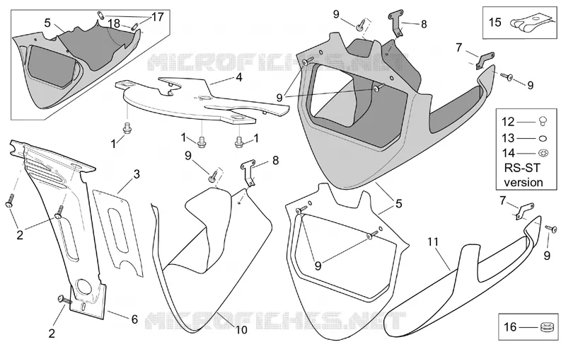 Carr.av.- Fermetures Aprilia APRILIA-MOTORCYCLES 1000 TUONO 2002  RSV 1000 Tuono