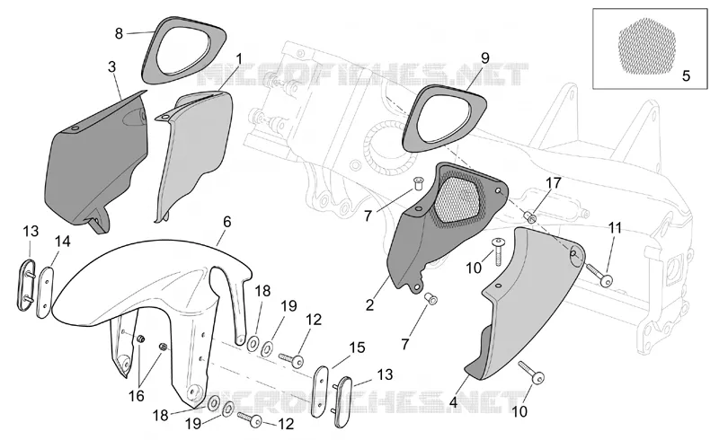 Carrosserie av. - Garde-boue AV Aprilia APRILIA-MOTORCYCLES 1000 TUONO 2002  RSV 1000 Tuono