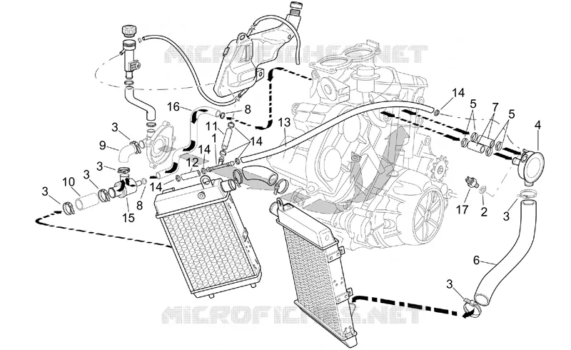 Installation refroidissement Aprilia APRILIA-MOTORCYCLES 1000 TUONO 2002  RSV 1000 Tuono