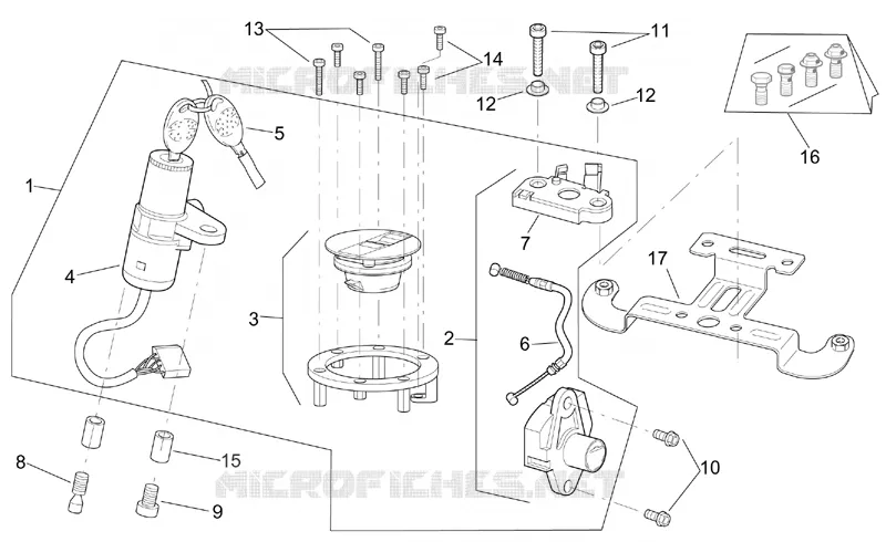 Kit serrure Aprilia APRILIA-MOTORCYCLES 1000 TUONO 2002  RSV 1000 Tuono