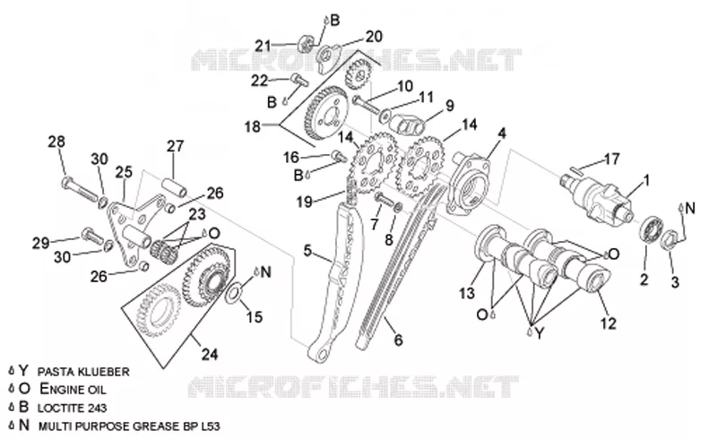 Distribution cylindre arrière Aprilia APRILIA-MOTORCYCLES 1000 TUONO 2007  RSV 1000 Tuono