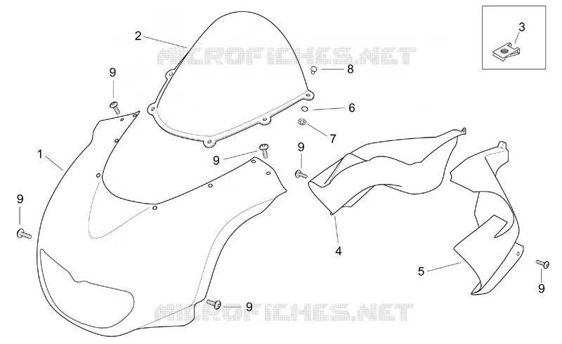 Carrosserie av. I Aprilia APRILIA-MOTORCYCLES 125 TUONO 2004  RS 125 Tuono