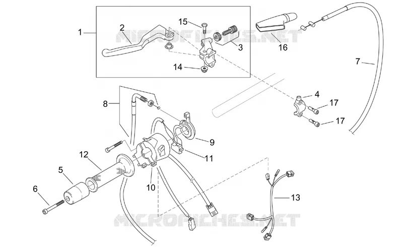 Commandes gche Aprilia APRILIA-MOTORCYCLES 125 TUONO 2004  RS 125 Tuono
