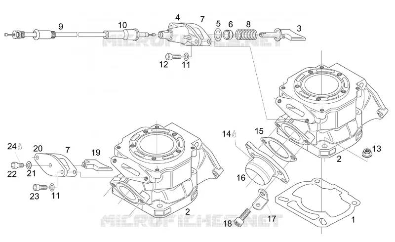 Cylindre - soup échapp. Aprilia APRILIA-MOTORCYCLES 125 TUONO 2004  RS 125 Tuono