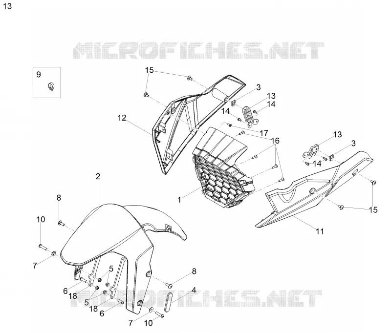 Garde-boue Av.-Embasement Aprilia APRILIA-MOTORCYCLES 125 TUONO 2017  Tuono 4T E4 ABS