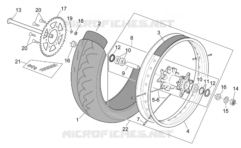Roue AR Aprilia APRILIA-MOTORCYCLES 125 MX 2006  MX SuperMotard
