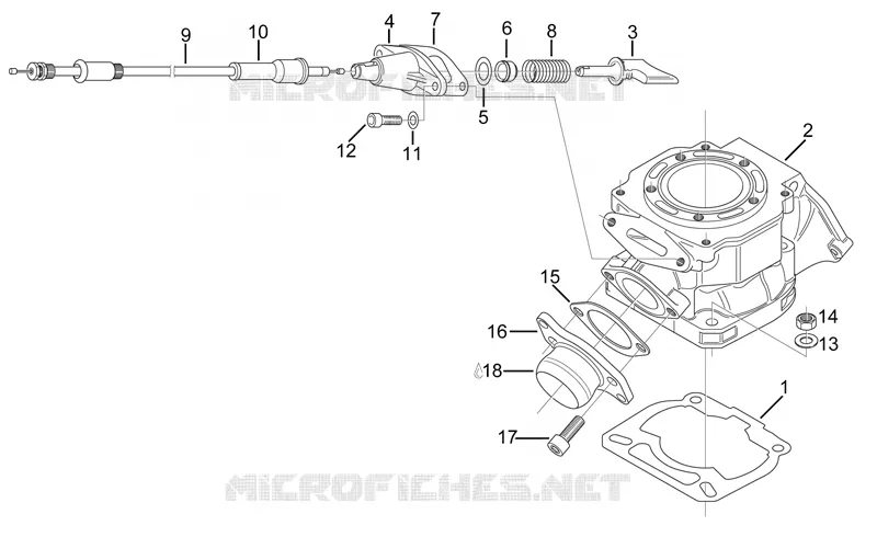 Cylindre - soup échapp. Aprilia APRILIA-MOTORCYCLES 125 RX 1996  RX (engine 122cc)