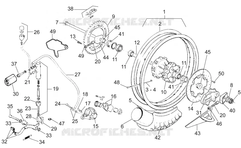 Roue AR - Frein arriere Aprilia APRILIA-MOTORCYCLES 125 RX 1998  RX (engine 122cc)