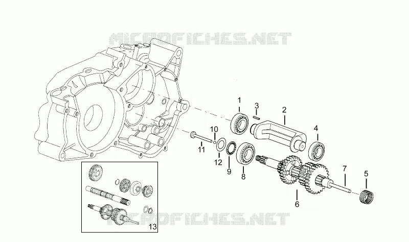 Arbre primaire Aprilia APRILIA-MOTORCYCLES 50 RX 1994  RX 3 - 5 MARCE