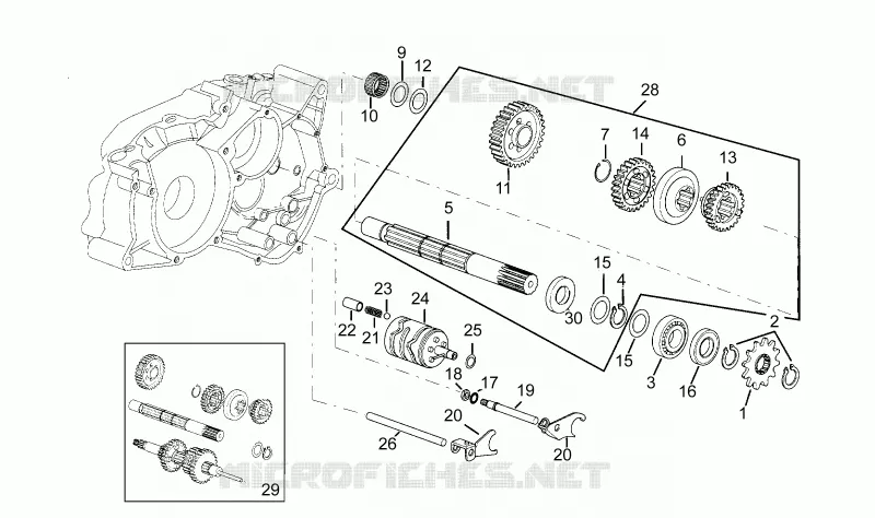 Arbre secondaire Aprilia APRILIA-MOTORCYCLES 50 RX 1992  RX 3 - 5 MARCE