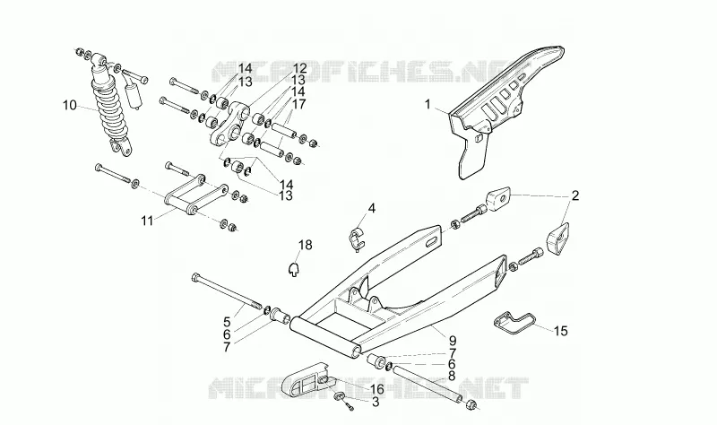 Fourche arriere Aprilia APRILIA-MOTORCYCLES 50 RX 1994  RX 3 - 5 MARCE