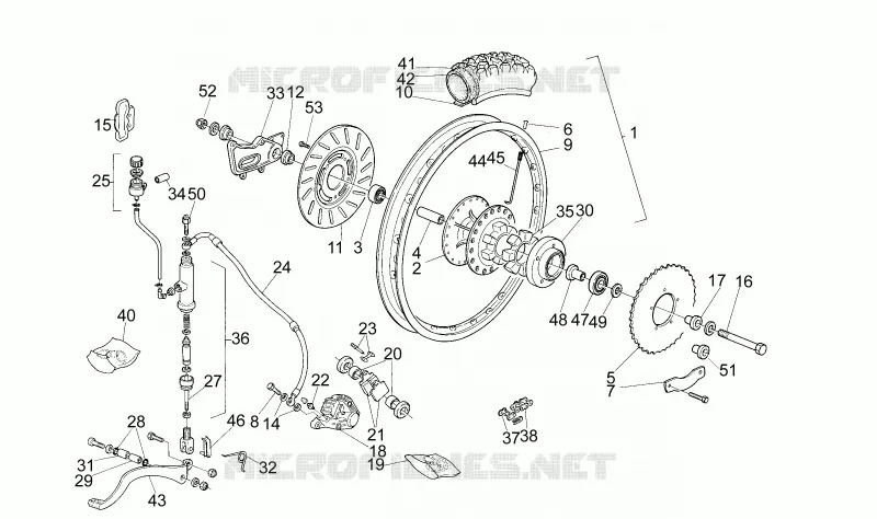 Roue arrière Aprilia APRILIA-MOTORCYCLES 50 RX 1993  RX 3 - 5 MARCE