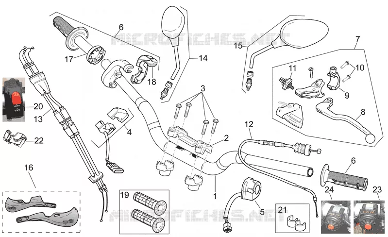 Commandes Aprilia APRILIA-MOTORCYCLES 450 RXV-SXV 2008  RXV-SXV Vdb-Merriman