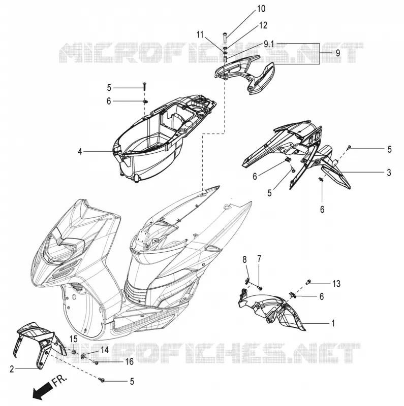 GARDE BOUE - COFFRE Aprilia APRILIA-SCOOTER 125 SR 2020  SR 125 STORM TT BSIV NO ABS
