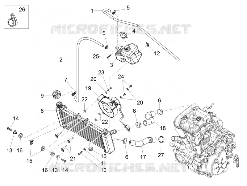 Installation de refoidissement Aprilia APRILIA-MOTORCYCLES 125 RS 2023  RS 125 GP Replica 4T E5 ABS