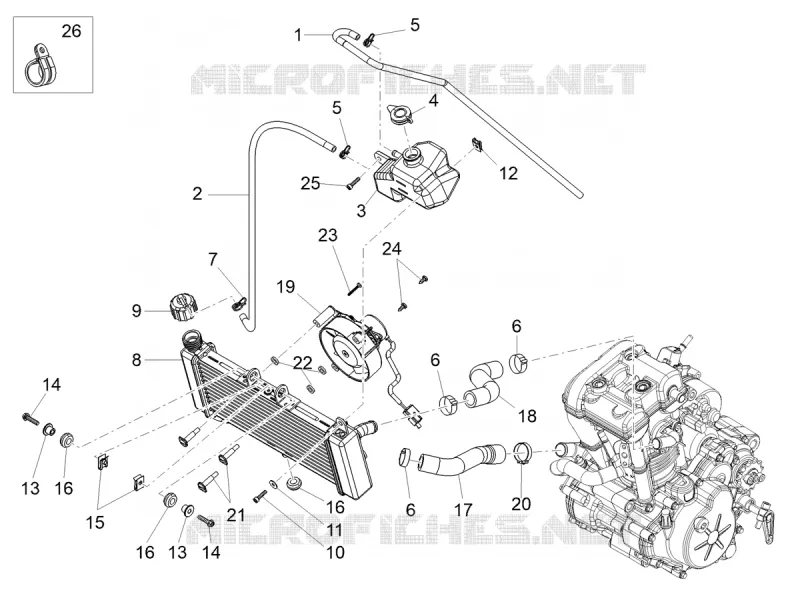 Installation de refoidissement Aprilia APRILIA-MOTORCYCLES 125 RS 2025  RS 125 E5+ ABS