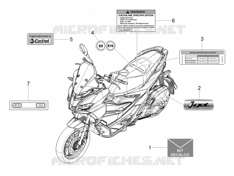 AUTOCOLLANTS - ETIQUETTES Aprilia APRILIA-SCOOTER 200 SR 2024  SR GT 200 ABS E5+