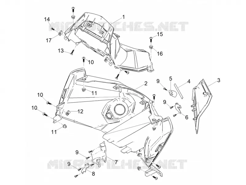 Coffre avant - Contre-tablier Aprilia APRILIA-SCOOTER 200 SR 2024  SR GT 200 ABS E5+