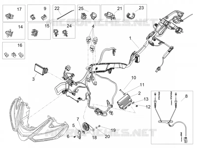 CIRCUIT ELECTRIQUE AVANT Aprilia APRILIA-MOTORCYCLES 1100 TUONO 2024  Tuono V4 Factory 1100 E5 Superpole ABS