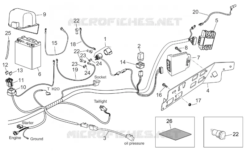 Circuit electrique arrière Aprilia APRILIA-SCOOTER 125 ATLANTIC 2005  Atlantic